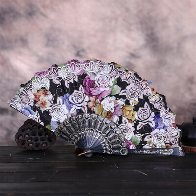 

Siaonvr Best Chinese Style Dance Wedding Party Lace Silk Folding Hand Held Flower Fan