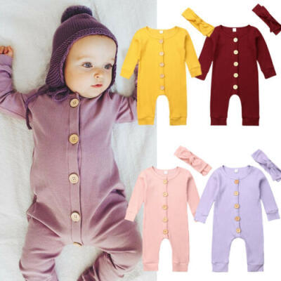 

Canis Newborn Baby Boy Girl Clothes Long Sleeve Romper Jumpsuit Headband Outfits