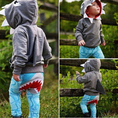 

Casual Toddler Kids Boys Shark Hooded Tops Hoodie Pocket Jacket Coat Outerwear