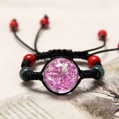 

Dried Flower Bracelet For Womens Jewelry Cherry blossom Life time gem Hand-knitted national Accessories