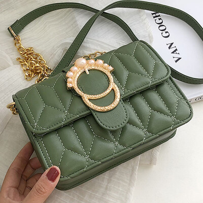 

Super hot texture rhomboid chain bag 2019 new Korean version of fashion network celebrity with one shoulder oblique satchel