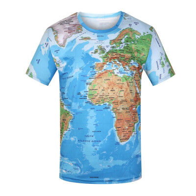 

Toponeto Fashion Mens Casual World Map 3D Print O-Neck Short Sleeve T-Shirt Tops Blouses