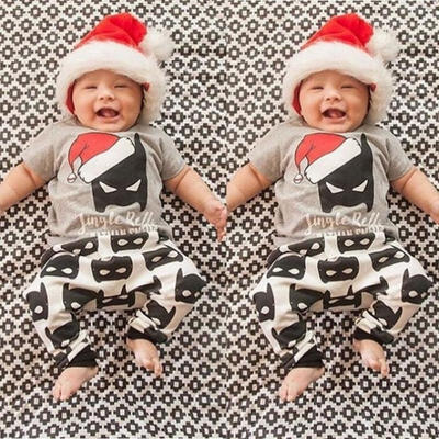 

Toddler Kids Baby Boy Girls Christmas Outfits Tops Batman Pants 2pcs Clothes Set