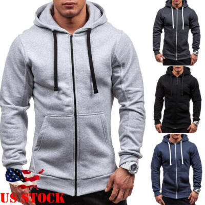 

Mens Slim Fit Hoodie Long Sleeve Hip Hop Muscle Tee T-shirt Casual Tops Blouse