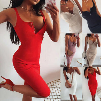 

Women Spaghetti Strap Stretchy Package Hip Bodycon Mini Dress Short Club Dress