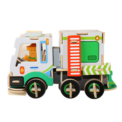 

Gotoamei Wooden Cartoon Car Puzzle Jigsaw Blocks Kid Learing Educational Toy