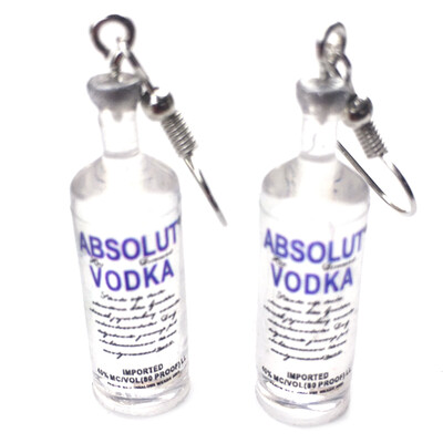

Women Vodka Bottle Drop Earrings Funny Drinking Style Cartoon Transparent Bottle Dangle Ear Hook Girl Ear Clip