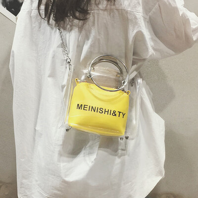 

Advanced sense bag Ocean ring handbags Laser transparent bag handbags New 2019 wild ins Messenger bag