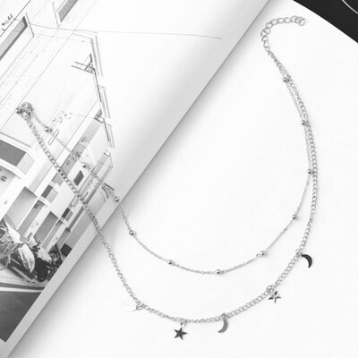 

Beach Simple Bohemian Multilayer Necklace Small Dots Delicate Moon Star Cross Shell Gold Necklaces