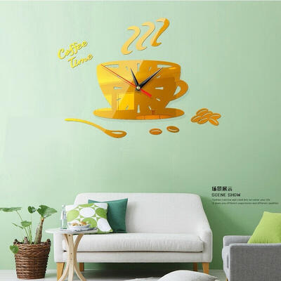 

AU Modern DIY Large Wall Clock Kit 3D Mirror Surface Sticker Home Office Decor