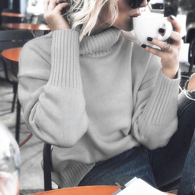 

Women Winter Turtleneck Sweater Warm Long Sleeve Solid Tops Casual Outwear Loose