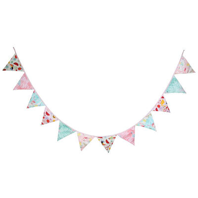 

INS Nordic Cotton Fabric Flags Pink Blue Bird Pennant Wedding Supplies