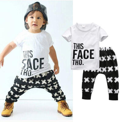 

Summer Baby Boy Toddler Casual T-shirt TopsHarem Pants 2pcs Outfits Set 0-5Y