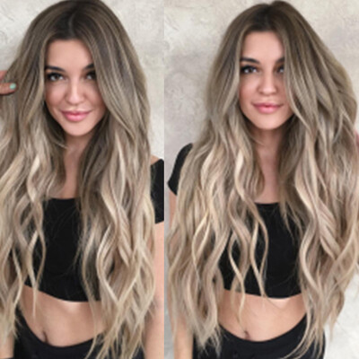 

〖Follure〗Women Mix Colors Gradient Long Curly Synthetic Wig Full Wig Wavy Wig