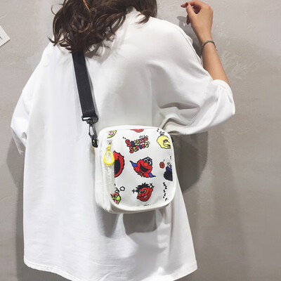 

Cute canvas bag womens bag tide summer fresh student shoulder Messenger bag Joker ins