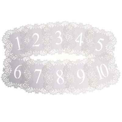 

White Cut Table Number Cards 1-10 Wedding Supplies Centerpiece Decorations