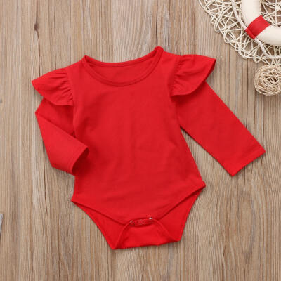 

High quality Red Newborn Infant Baby Girls Long Sleeve Romper Bodysuit Jumpsuit Outfit Clothes