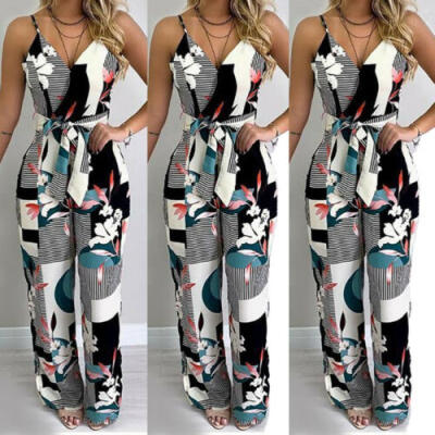 

Women Summer Casual Sleeveless Jumpsuit Loose Wide Leg Pants Suit Playsuit Size