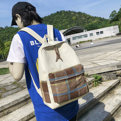 

New Fashion Womens Portable Backpack Casual Wild Plaid Printing Backpack