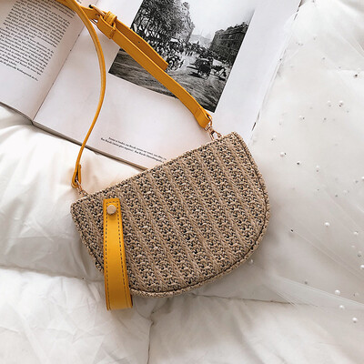 

Bag female bag 2019 new wave Korean version of the simple shoulder bag personality straw braided Messenger bag fashion ocean saddle bag