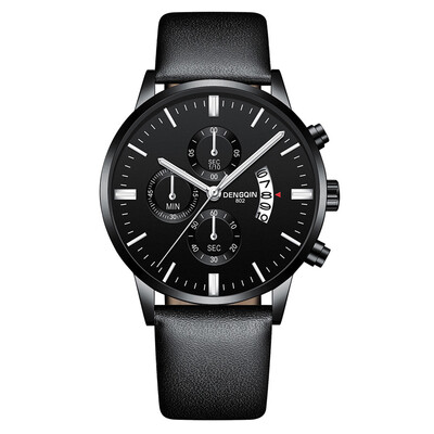 

Gobestart Luxury Quartz Sport Military Stainless Steel Dial Leather Band Wrist Watch