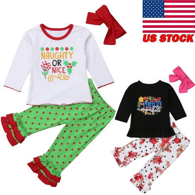 

Toddler Kids Girls Spring Ruffle Tops T ShirtFloral Printed Trousers 3Pcs Outfits Clothes