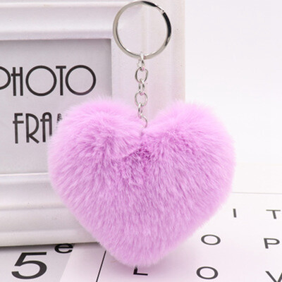 

Keychain Lovely Heart Shape Soft Ball Car Handbag Key Ring Gift