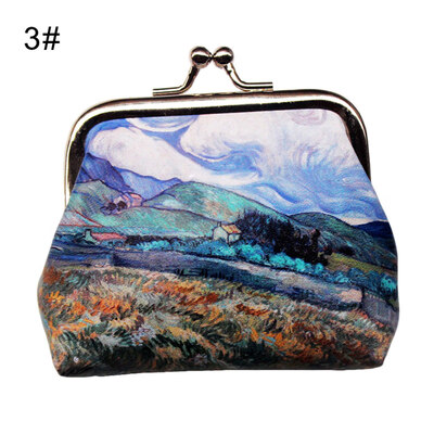 

Retro Women Printing Kiss Lock Clutch Bag Coin Purse Keys Holder Mini Wallet