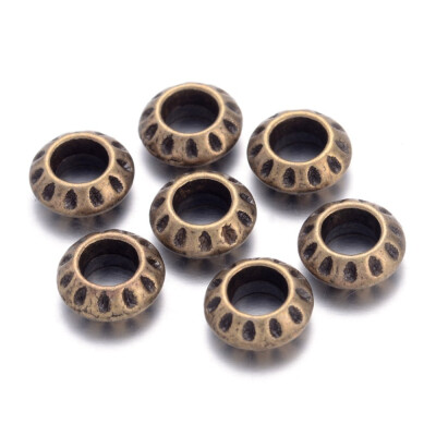 

Tibetan Silver European Beads Large Hole Beads Rondelle Antique Bronze Lead Free & Cadmium Free & Nickel Free 10x4mm