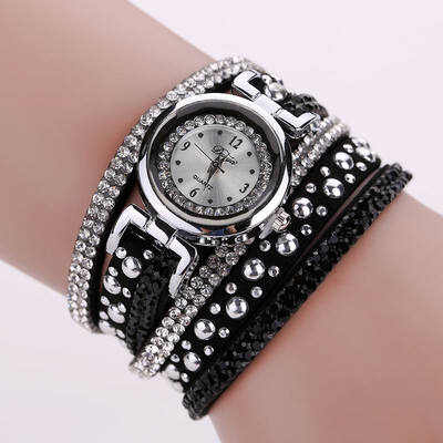 

DUOYA D096 Women PU Leather Rhinestones Bracelet Wrist Watch