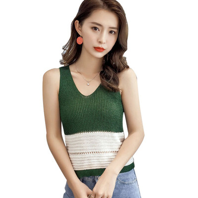 

Crop Tops Women 2018 Sexy Knitted Tank Tops Summer Camisole Women Patchwork Fitness T shirt