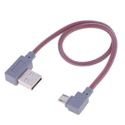 

03m Dual Elbow 90° Right Micro USB Braided Charging Data Sync Cable