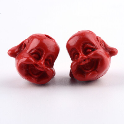 

Buddhist Jewelry Cinnabar Beads Buddha Head FireBrick 9x105x9mm Hole 15mm