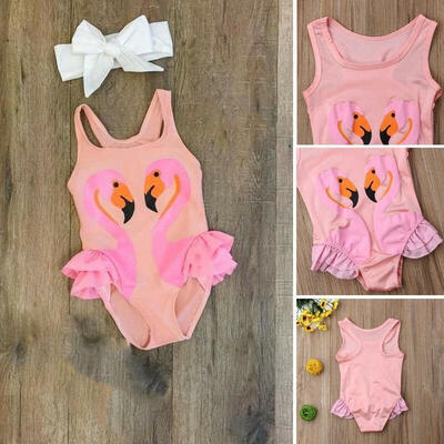 

Toddler Kids Baby Girls Flamingo Swimsuit Swimwear Bikini Skirt Bathing Suit