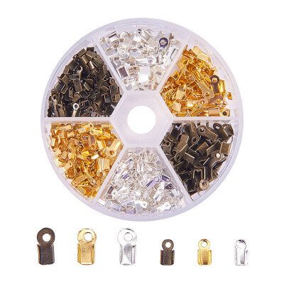 

PH PANDAHALL 1Box 3 Colors Iron Fold Over Crimp Cord Ends for Jewelry Findings