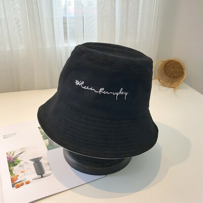 

New Korean chic fisherman hat Korean version 100 Japanese alphabet soft suede basin hat for travel sunshade hat