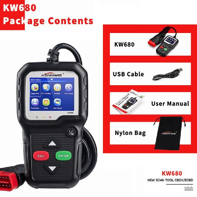 

KONNWEI OBDII CAN Diagnostic Tool Car Code Reader KW680 Engine Light Scan Tool OBD II Scanner for Cars Since 1996