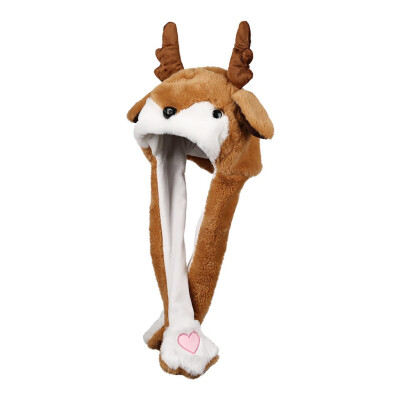 

Siaonvr Elk Hat Ear Moving Jumping Hat Funny Elk Plush Hat Cap for Girls Christmas Party