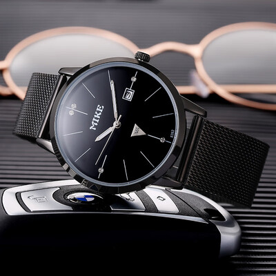

Watch mens trend quartz watch simple casual steel mesh belt waterproof