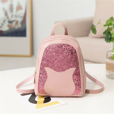 

2019 New Style Patchwork Women Sequined Girls Mini Faux Leather Backpack Rucksack School Bag Travel New