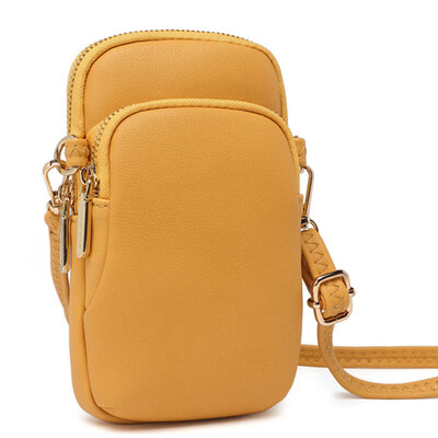 

Women Solid Color Multi Layer Shoulder Bag Faux Leather Crossbody Phone Pouch