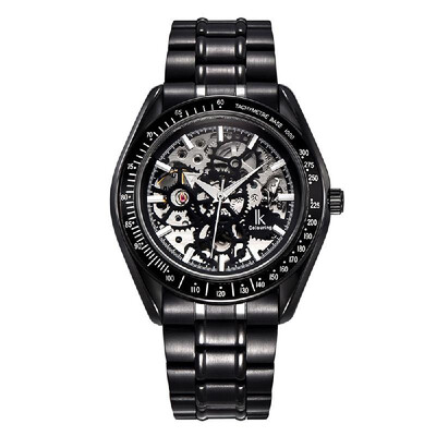 

IK COLOURING Stainless Steel Automatic Mechanical Watch Skeleton Transparent Hollow-out Wristwatch