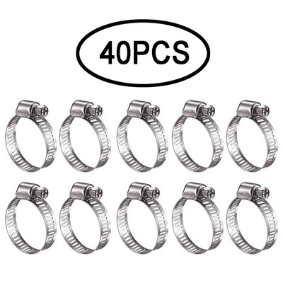 

〖Follure〗Stainless Steel Hose Clamp 40pcs Including 7 Sizes Adjustable Pipe Tube Clamps