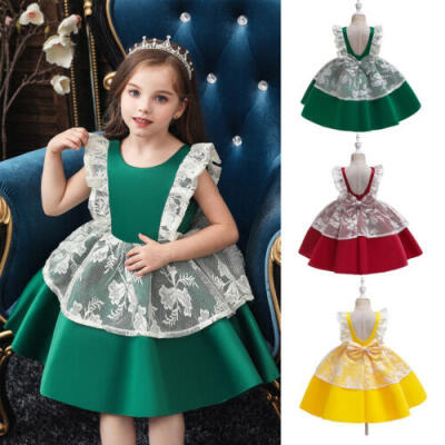 

Christmas Baby Lace Flower Girl Dress Party Gown Formal Bridesmaid Tutu Dresses