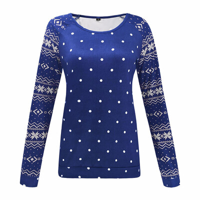 

Womens Long Sleeve Pullover Shirts Casual Christmas Print SLim Fit Autumn Tops