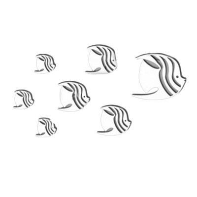 

7pcs 3D Fish Wall Stickers DIY Mirror Wall Art Decal Silver Fish Mirror Background Decor