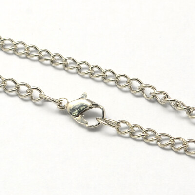 

Vintage Iron Twisted Chain Necklace Making for Pocket Watches Design with Lobster Clasps Platinum 315" Link 33x46x09mm