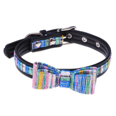 

Bowknot Golden Stripe PU Leather Puppy Teddy Small Dog Collars Pet Necklace