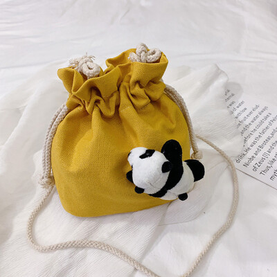 

Tailored Women Fashion Canvas Panda String Purse Shoulder Tote Handbag Casual Bucket Bag