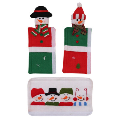 

3Pcs Christmas Decoration Refrigerator Door Handle Covers Cartoon Cute Microwave Door Refrigerator Handle Sets Christmas Gift